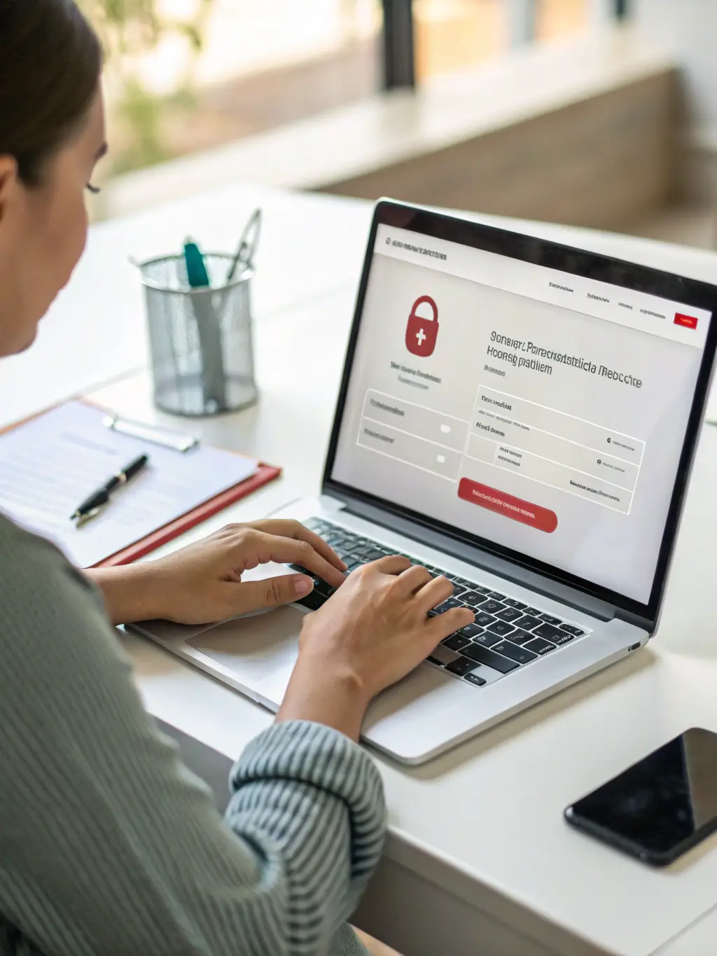 A person happily registering on the SwissWin platform on their laptop, with a clean and intuitive interface visible on the screen.