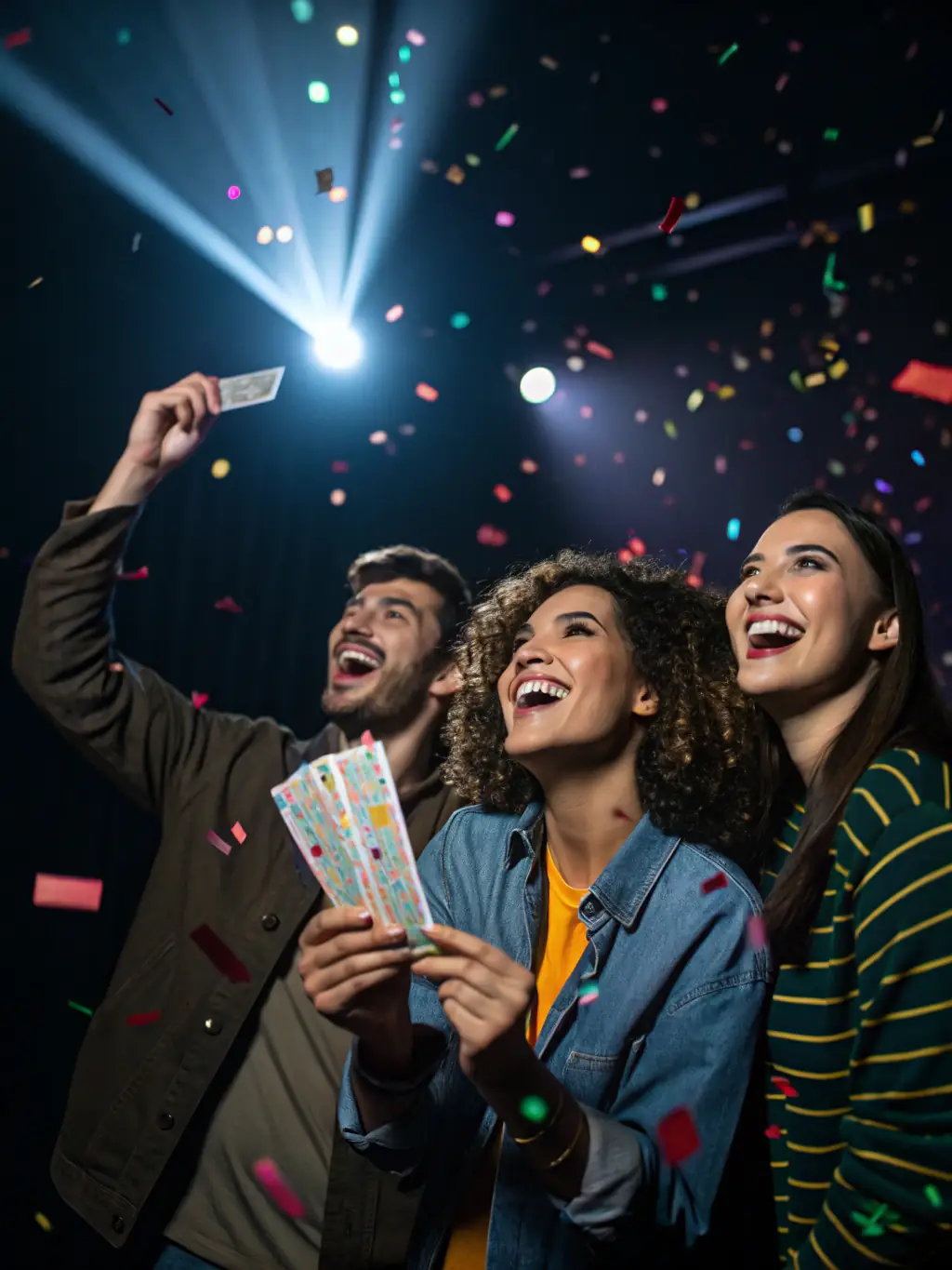 A diverse group of people celebrating their lottery wins, showcasing the joy and community aspect of SwissWin.
